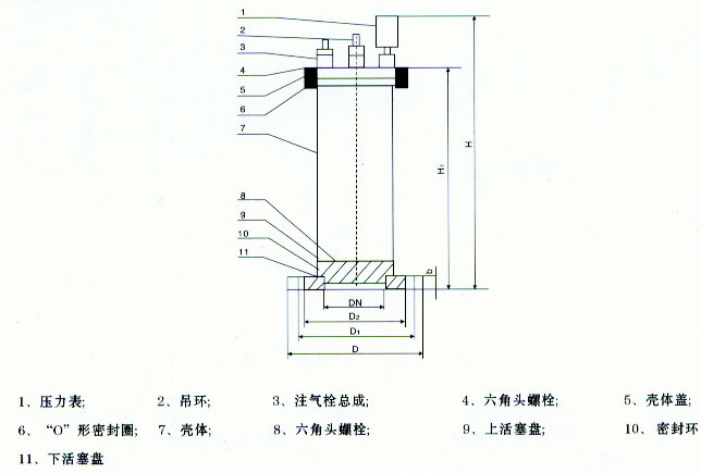 YQ9000活塞式水錘吸納器結(jié)構圖